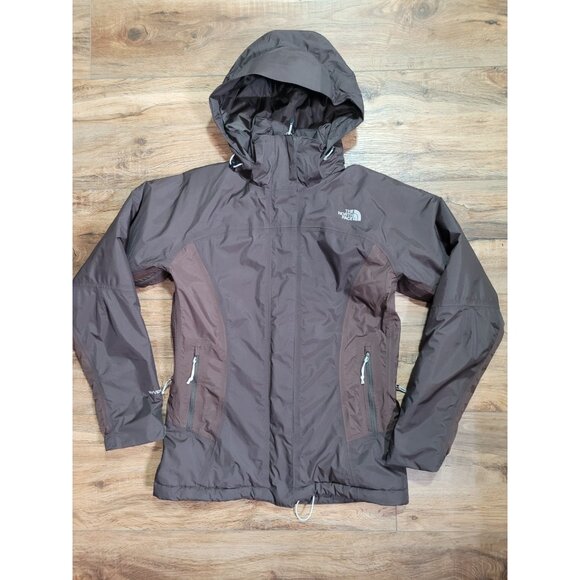 The North Face Jacket Womens S Hyvent Hooded Full Zip Brown Wind Rain Snow Warm - Picture 1 of 10